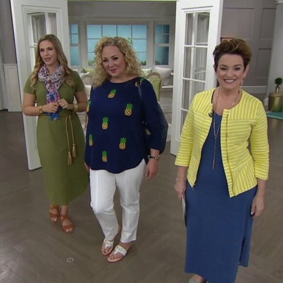 Pineapple Sweater Womens XS Navy Blue Yellow C. Wonder Cotton - Picture 2 of 8